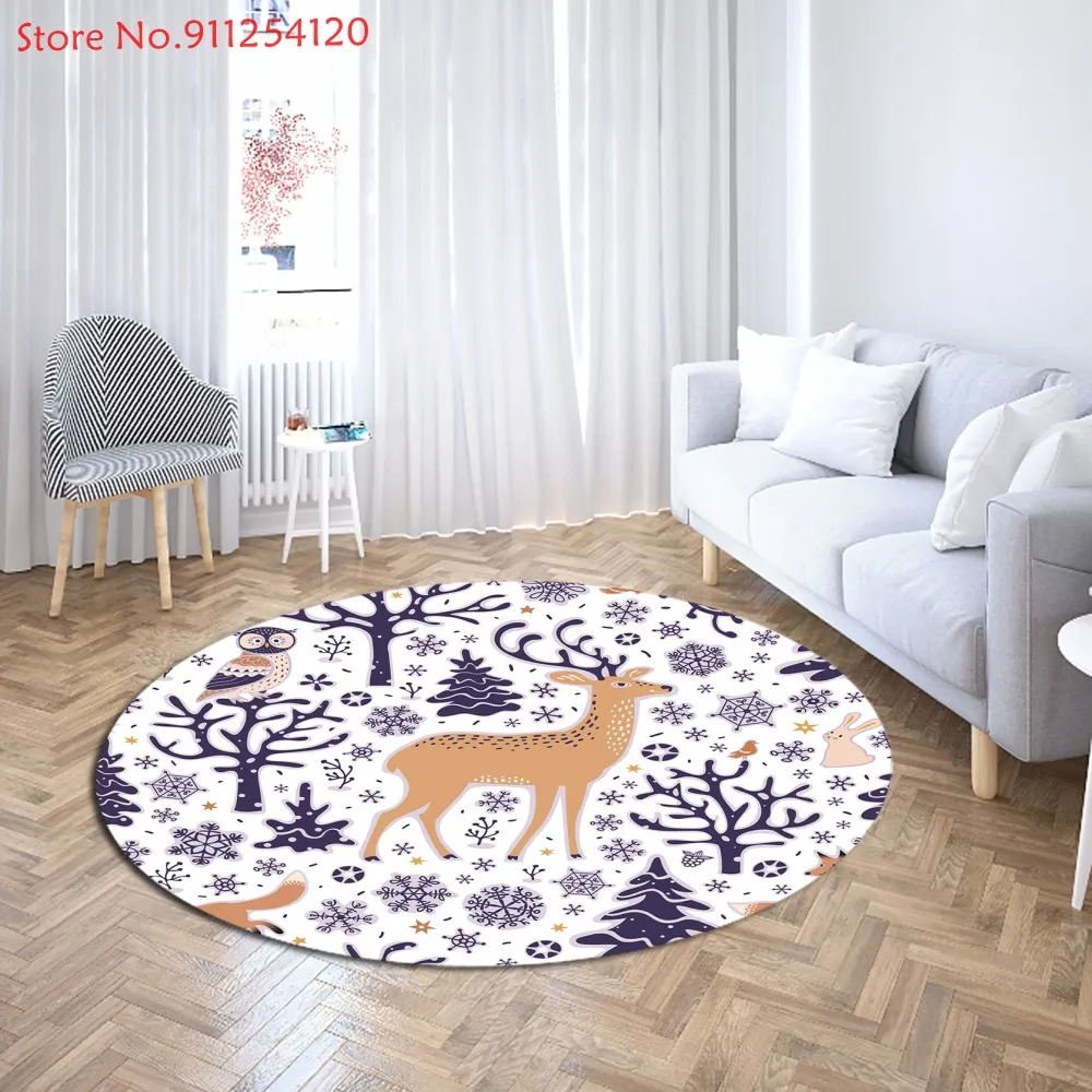 Круглый ковер с изображением лисы животных Мультяшные коврики для спальни