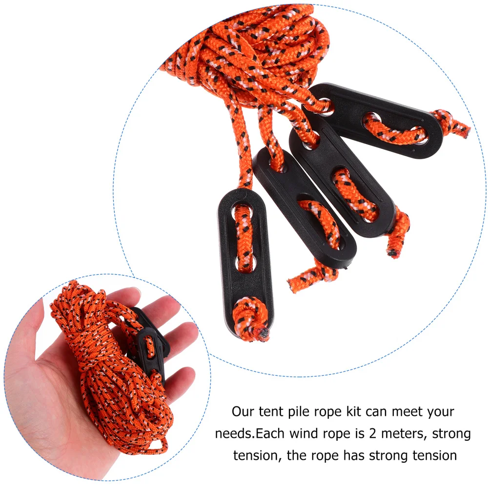 

2 Sets Camping Tent Stakes Rope Kit Heavy Duty Canopy Rope Pegs Set (Silver)