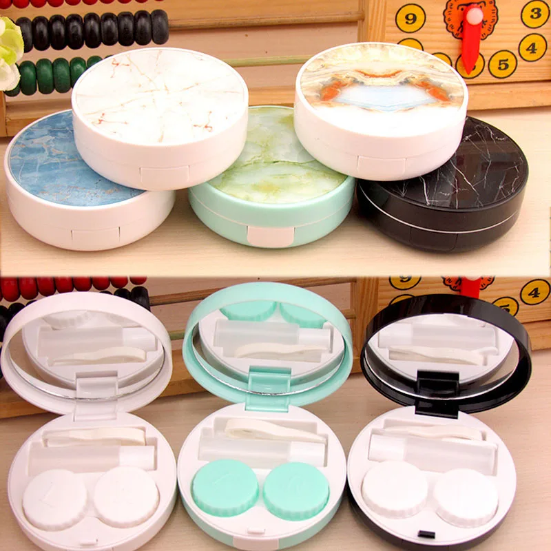 Чехол для линз с мраморной полосой портативный контейнер очки путешествия