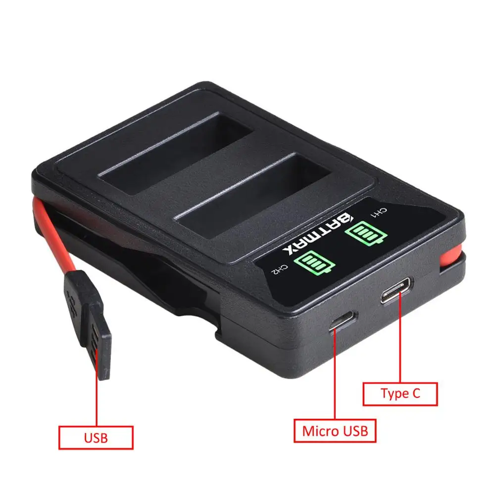 Batmax DMW-BLH7 BLH7E DMW-BLH7PP Battery+LED USB Dual Charger for Panasonic Lumix DMC-GM1 GM1 DMC-GM5 GM5 DMC-GF7 GF7 DMC-GF8 |