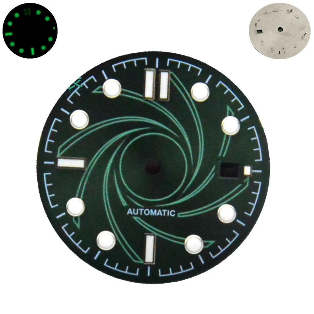 

No Logo 31mm Green Luminous Watch Movement Dial Plate For Miyota 8215 8205 For ETA 2836 2824 For Mingzhu 2813 3804