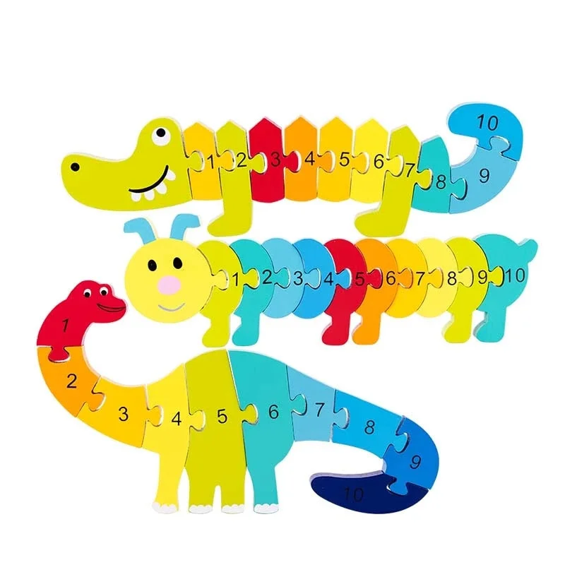 

Деревянный пазл-Динозавр для детей, 3D пазлы из дерева, Интеллектуальные развивающие игрушки для детей, подарок для малыша