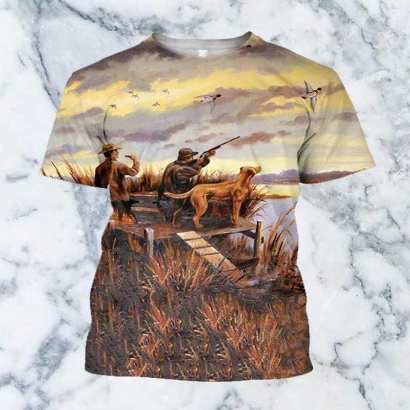 Мужская футболка с 3D-принтом коротким рукавом для отдыха охоты утки лето 2021 |