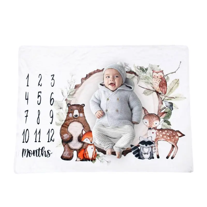 

Baby Monthly Record Growth Milestone Blanket Newborn Swaddle Wrap Photography Props Photo Creative Background Cloth Infant 40JC