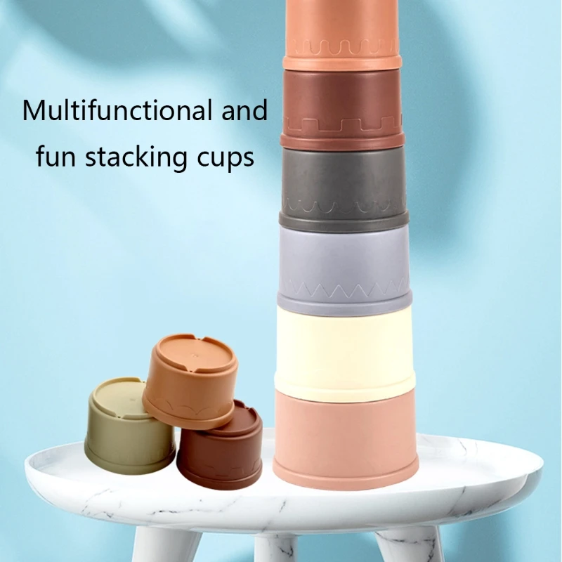 

Kids Bathroom Stacked Cups Set Toys Cup Stacking Toys Water/Beach Games Tool Fun Baby Bathtub Toddlers Best Toys D08C