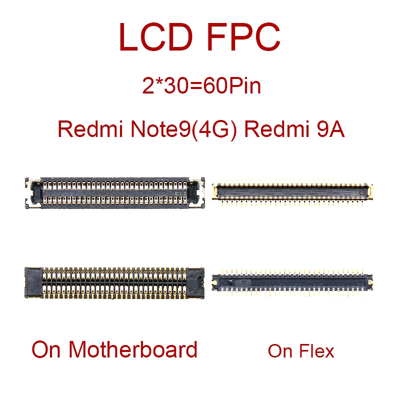 2 шт. 60Pin 40Pin FPC коннектор на материнской плате для Xiaomi Redmi 9A 9C Note9 4G Note 9 5G M3 ЖК-дисплей