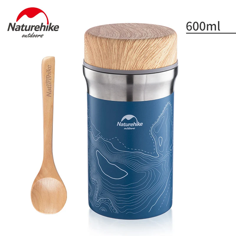 Blue 600ml Naturehike 300 мл 400 мл 600 мл Посуда для походов чашка для воды Термос бутылка портативная коробка для пикника Посуда с ложкой - Цвет: Blue 600ml