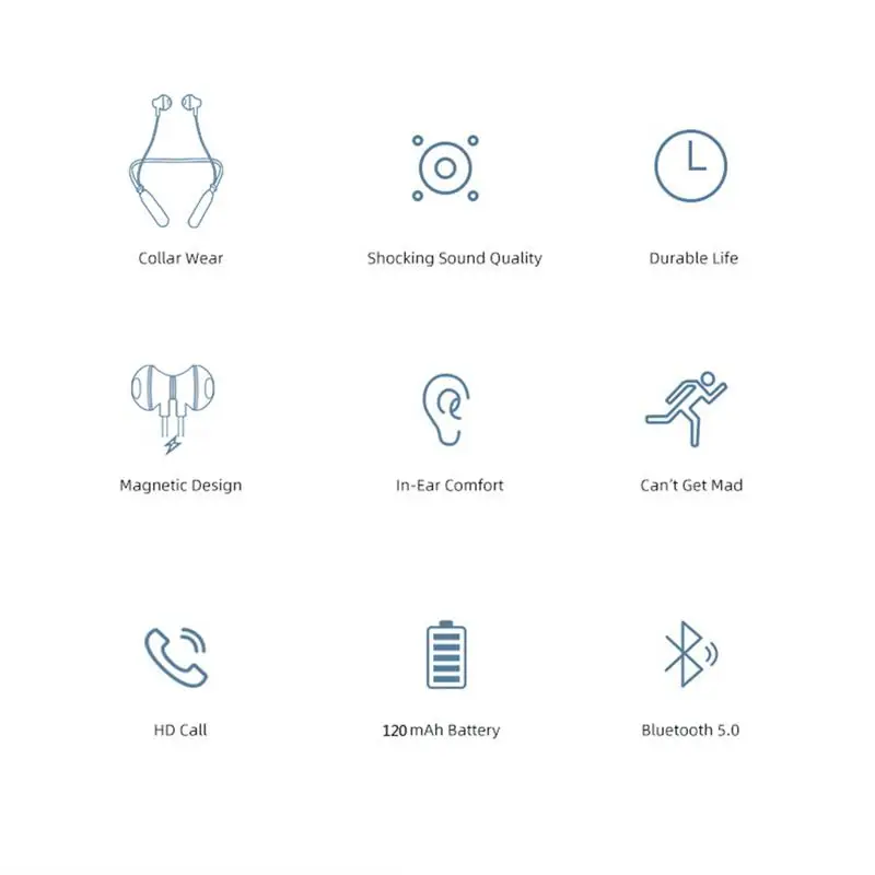 

New Bluetooth 5.0 Wireless Earphones Magnetic Neckband Headset Waterproof Sport 12 Hours Noise Cancelling Hifi Stereo Earphones