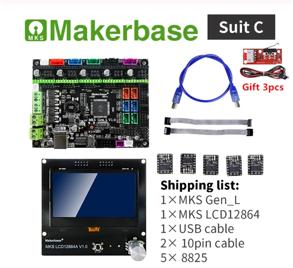3d принтер контроллер карты MKS GEN L V2.0+ Ramps lcd 12864 Дисплей lcd 12864+ RepRap Шаговые драйверы Дешевые DIY 3D принтер пластина