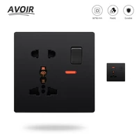 avoir universal standard plug socket wall electrical outlet socket with switch plastic panel power indicator