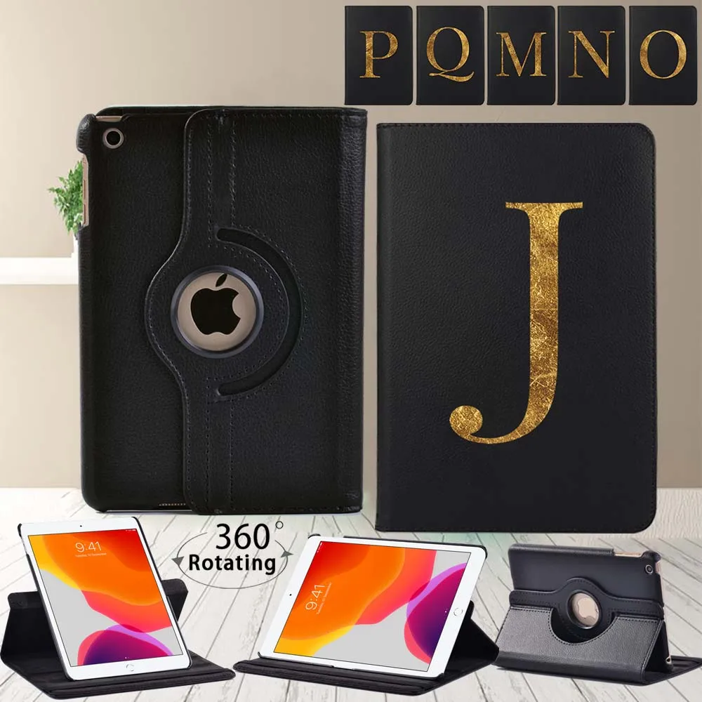 

360 Degrees Rotating Tablet Case for Apple IPad (5th/6th/7th/8th Gen)/iPad 2 3 4/ Mini 4 5 Letter Smart Tablet Cover Case + Pen