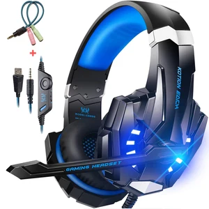 led light gaming headphone wired headphones with mic for mobile phone deep bass earphone game player for game xbox ps4 pc laptop free global shipping