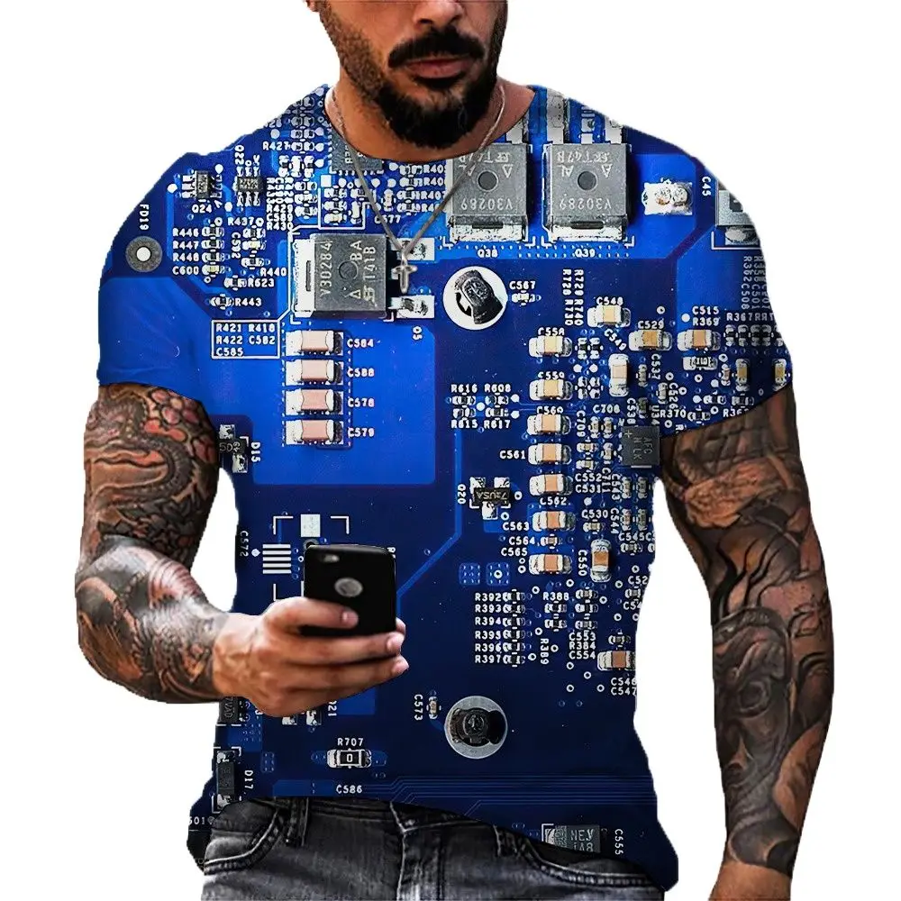 

Classic Fashion Electronic Chip Men's 3D Printed T-shirt Hip-hop Harajuku Punk Style Male Oversized T-shirt Unisex Top