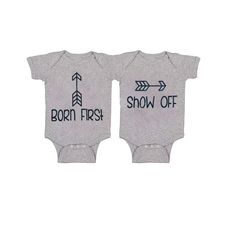 Culbutomind Born First Show Off Twins Baby Bodysuits Girl Boy Outfits Newborn baby Shower Gifts Funny cute Photos |