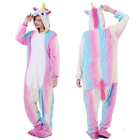 winter flannel one piece pajamas adult unisex unicorn cartoon hooded onesies windproof casual sleepwear party cosplay costume