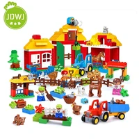 big size building blocks educational toys happy farm figures set assemble bricks toy for children gift compatible all brands