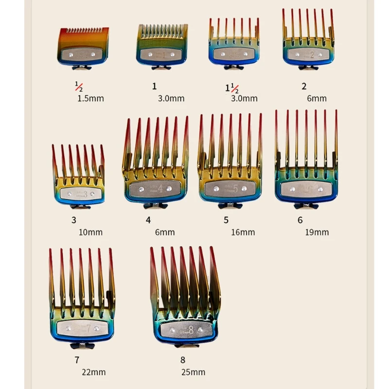 

10 Pcs Hair Clipper Combs Guides Professional Colorful Clipper Attachments