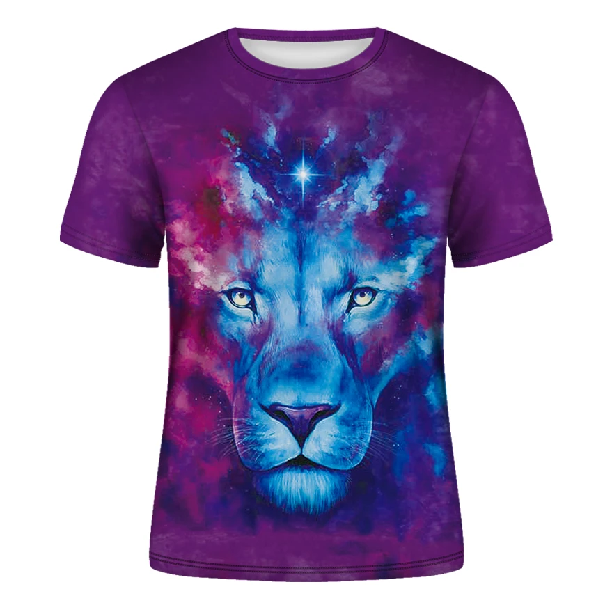 Футболка мужская с круглым вырезом Свирепый тигр и лев забавная тенниска