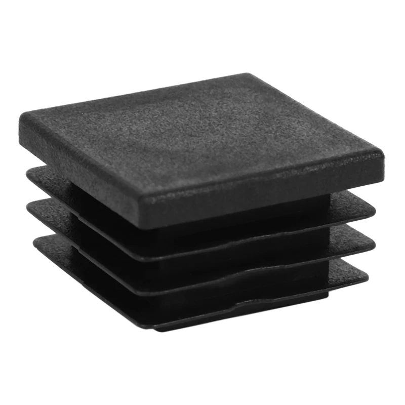 

24 Pcs 30mm x 30mm Plastic Ribbed Square End Caps Tube Insert Black