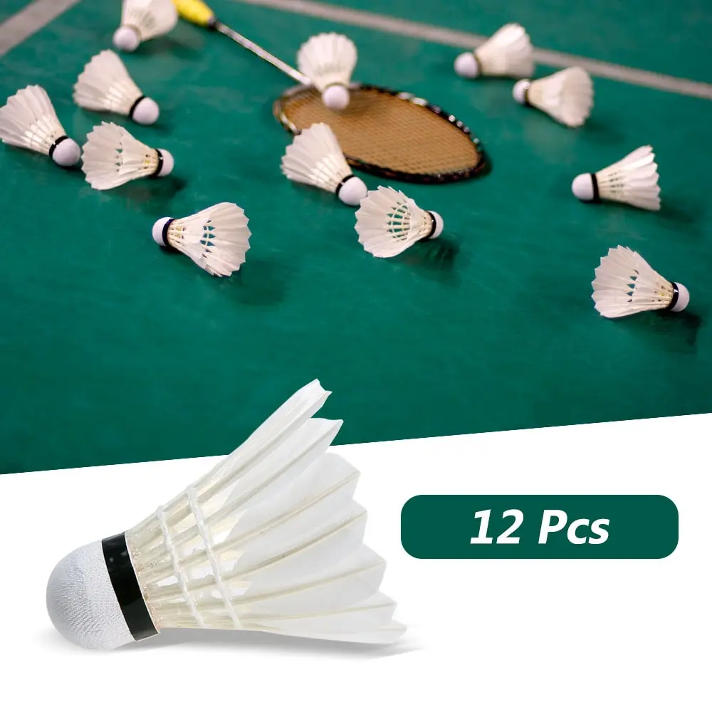 12 шт./компл. из гусиного пера для бадминтона Волан белый помещений и улицы