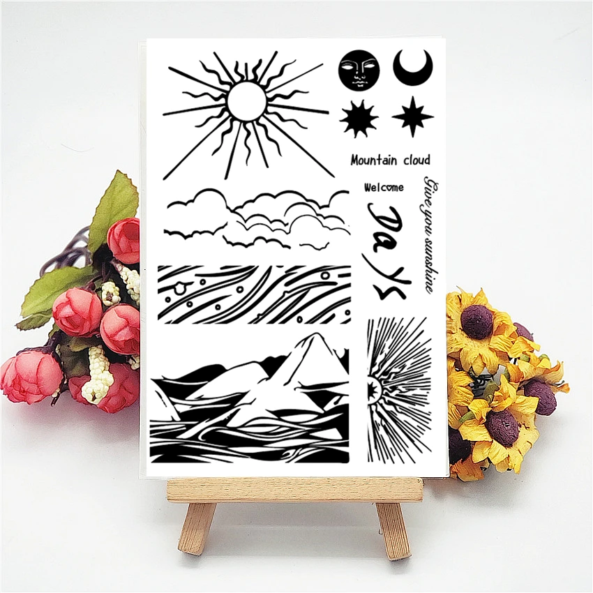 11x16CM Sunrise clouds Transparent Seal Clear Stamps Silicone Roller DIY Scrapbook Album / Card Production Easter | Дом и сад