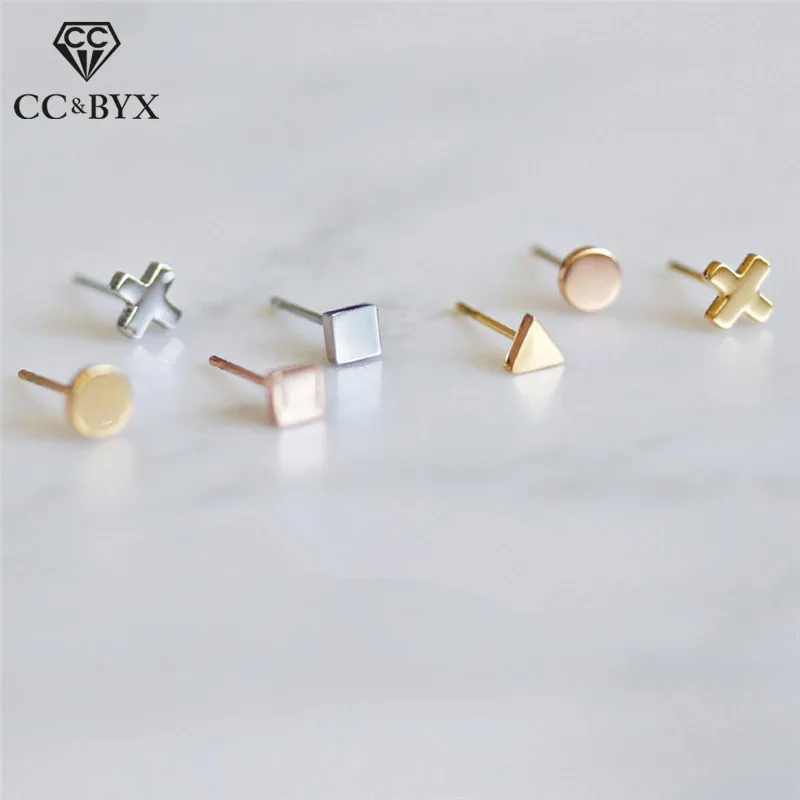 Женские сережки-гвоздики CC с серебряным покрытием Изящные Ювелирные изделия