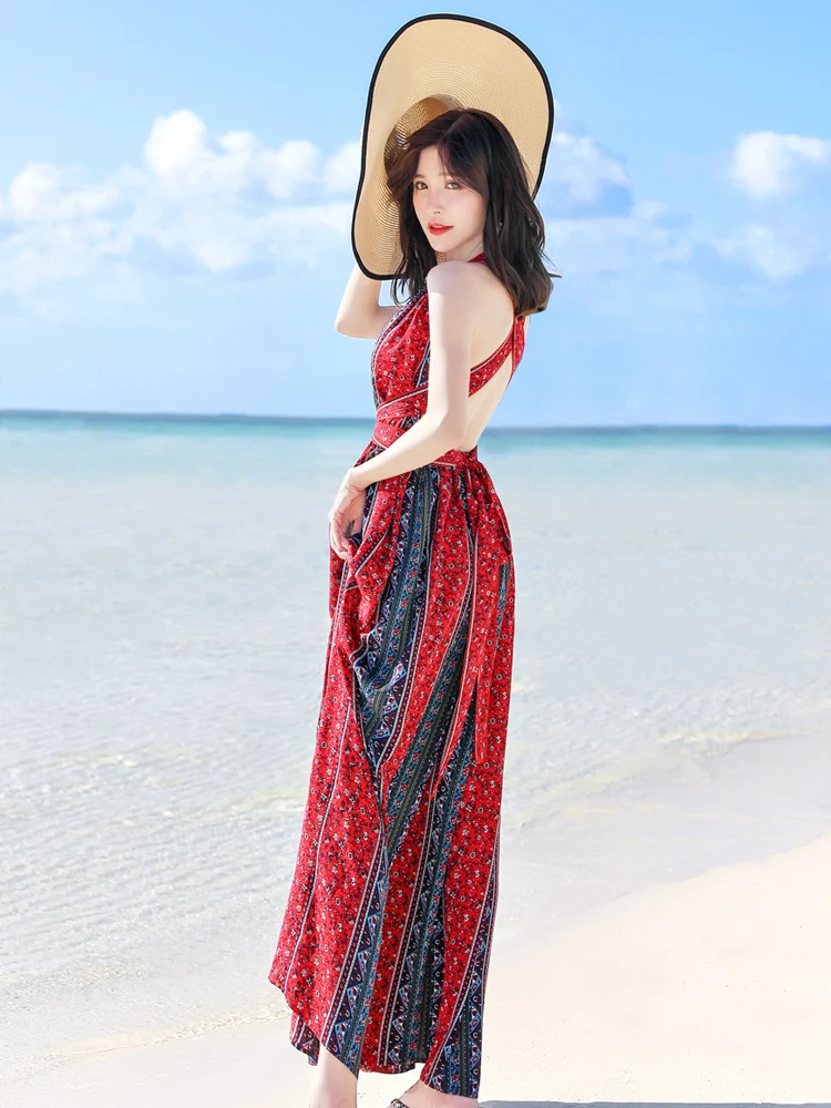 

Open Back Beach Skirt Seaside Holiday Super Fairy Suspender Chiffon Dress Summer Fairy Dress in Thailand