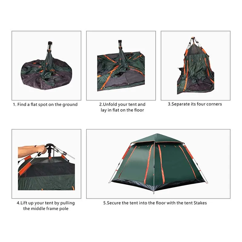 

3-4 Person Camping Tent Camping Automatic Tent Family Tent Picnic Traveling Outdoor Rainproof Windproof Tent Tarp Shelter Travel