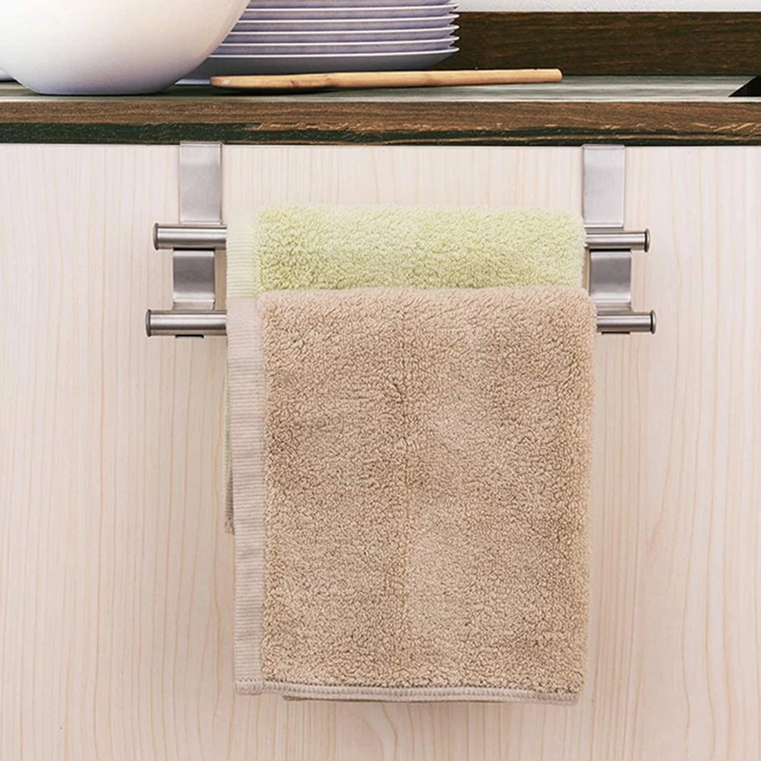 

Stainless steel towel rack hangable bath towel bar perforated racks cabinet bathroom rack