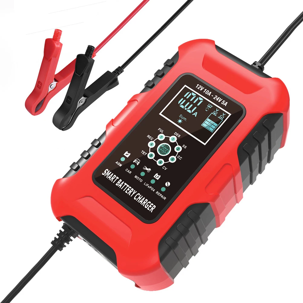 

12V/10A 24V/5A Full Automatic Battery Chargers Maintainer Trickle Chargers Battery Desulfator for Car RV Lawn Mower Boats