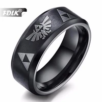 fdlk fashion unisex ring punk style black stainless steel geometric pattern engraved ring jewelry size 6 13