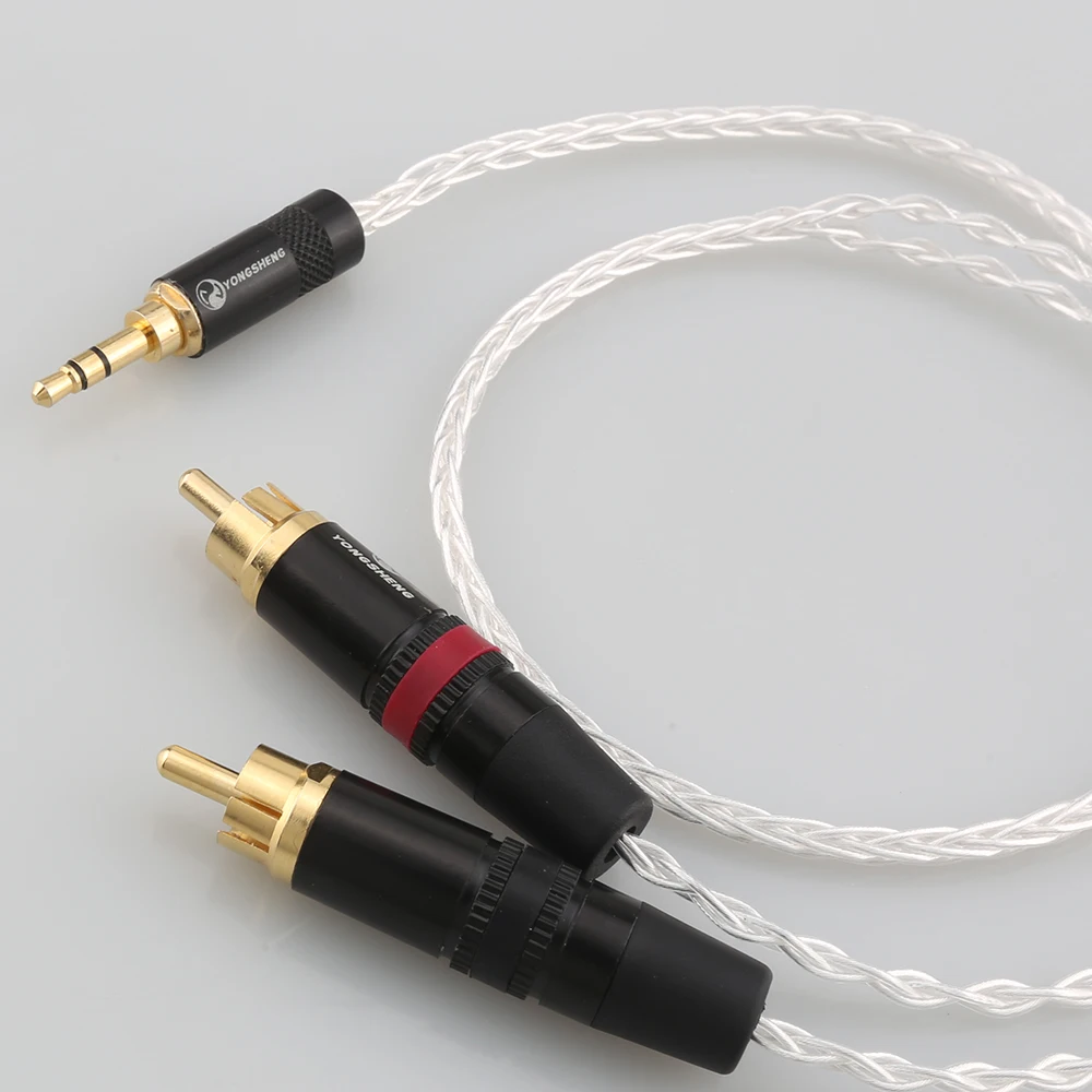 Новый аудио кабель Audiocrast 3 5 мм стерео к 2 RCA папа 8-ядерный 7N OCC медный посеребренный