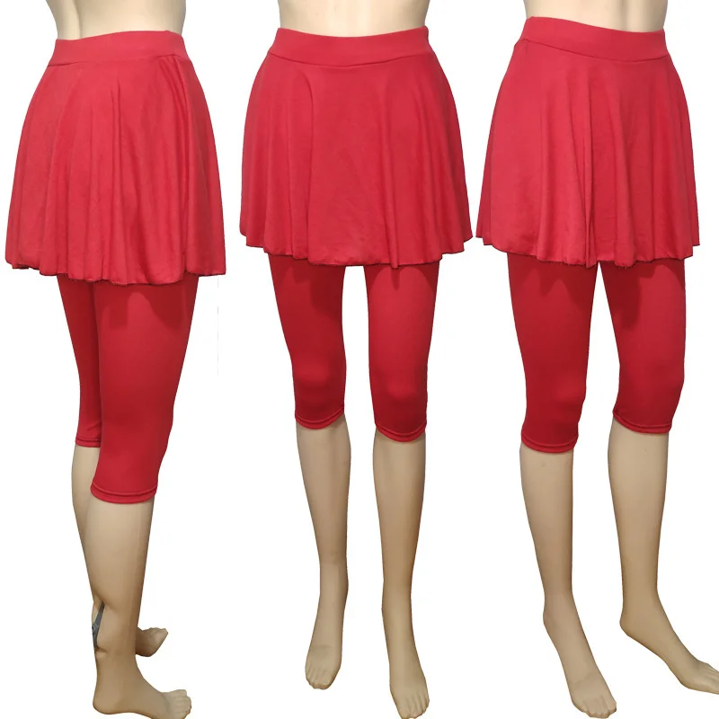 

False Two-piece Legging Woman Sports Pantskirt Compression Leggings With Short Skirt For Dacne