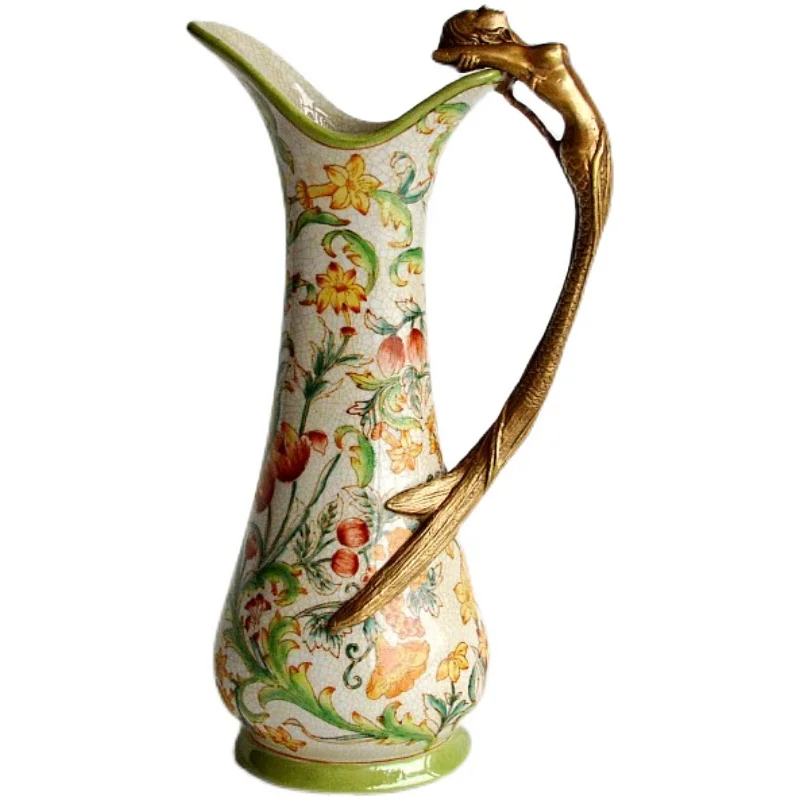 Керамическое украшение в европейском стиле Медная Ваза Русалка ручной работы с