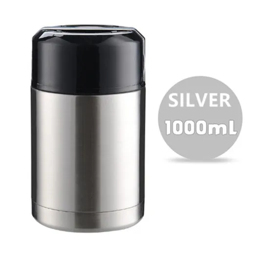 1000ml Silver 800/1000 мл Термос с двойными стенками из нержавеющей стали для еды для супа контейнеры большой емкости термосы для ланча бэнто коробка - Цвет: 1000ml Silver