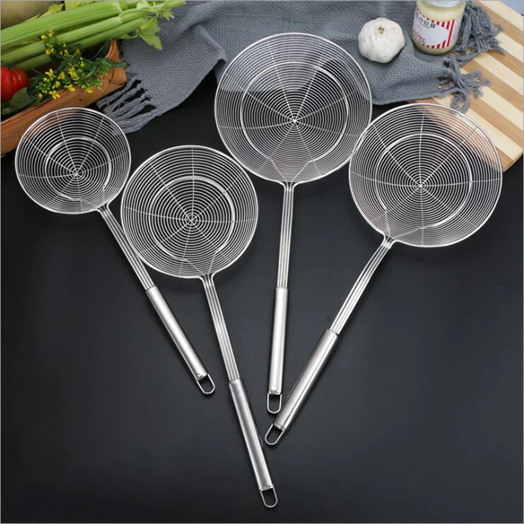 

Stainless Steel Asian Spider Strainer Skimmer Food With Handle Ladle Spoon