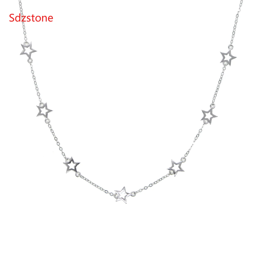 

Аутентичные 925 стерлингового серебра кулон звезда ожерелье для женщин колье Femme 35 + 10 см цепи украшения в подарок на Новый год
