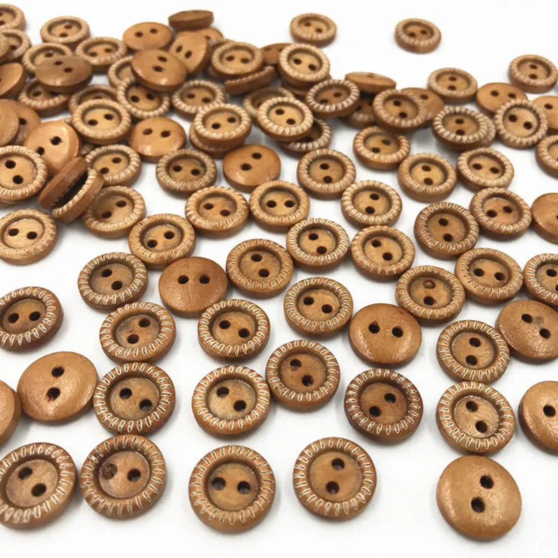 Новые 200 шт круглые деревянные пуговицы коричневые 2 отверстия шитье скрапбукинг