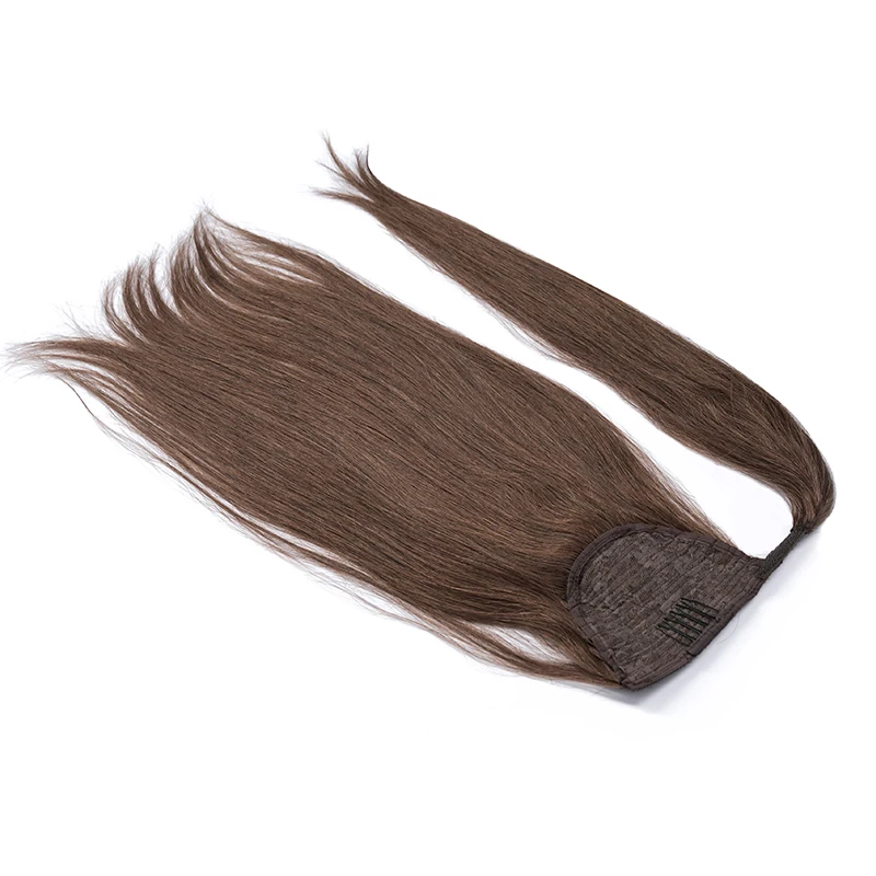 100% человеческие волосы конский хвост Бразильская машина Реми обертывание вокруг