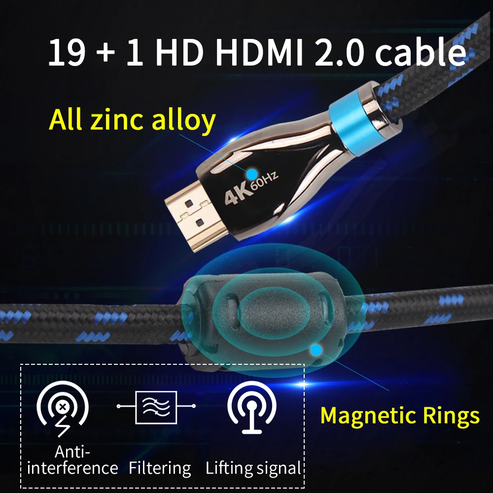 19 + 1 ядро совместимому с HDMI 2 0 кабель 4K для PS4 Apple ТВ 4k адаптер распределительной