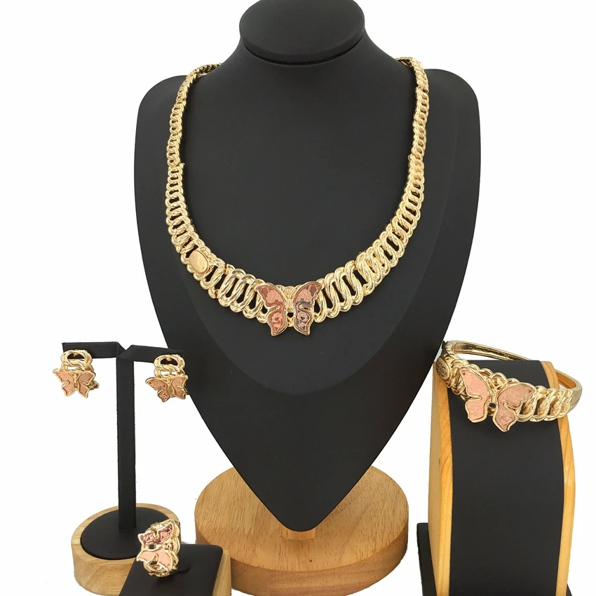 Бразильский простой стиль Дубай итальянское позолоченное ожерелье серьги