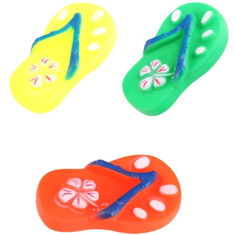 1 Piece Random Color Rubber Pet Puppy Toy Chew Play Slipper Flip-flops Shape Squeaky Sound Cute for Small Dogs Supplies | Дом и сад