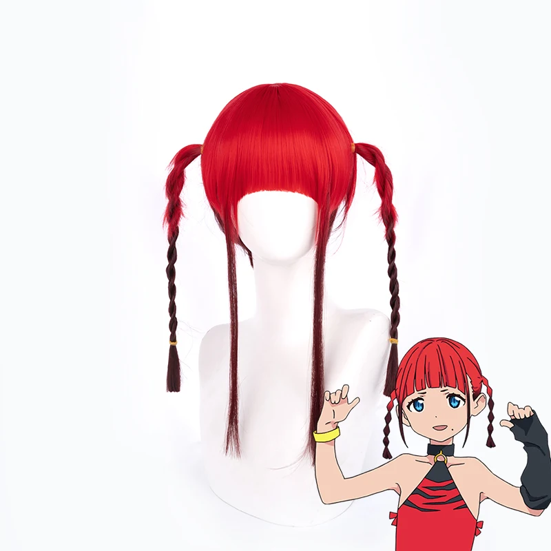 Парик для косплея Asukagawa Chise SSSS. Dynazonon плетеный черный красный на Хэллоуин ролевая