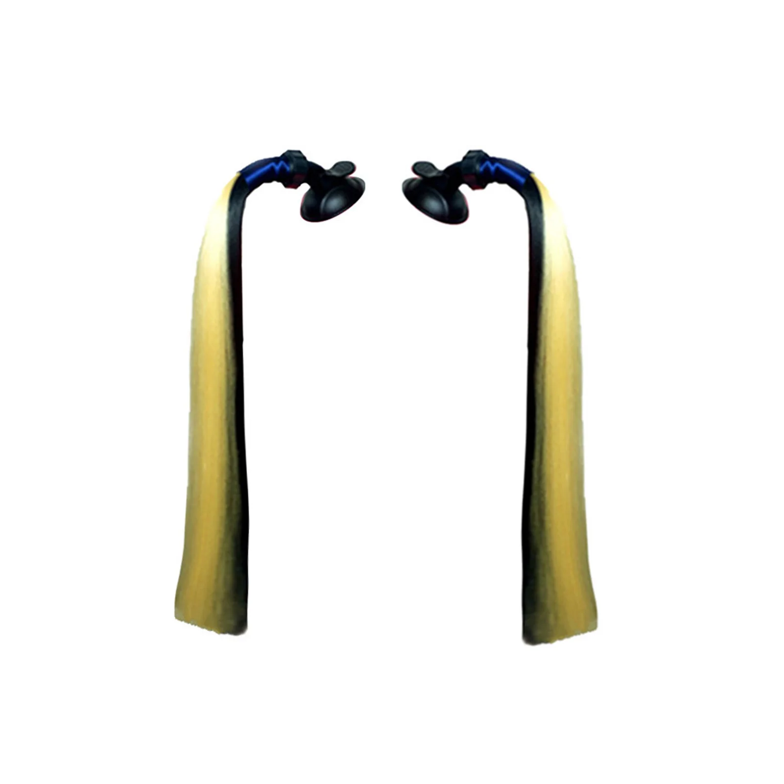 

1pair Straight Hair Cycling Cosplay Suction Cup For Motorcycle Cute Removable Helmet Ponytail DIY Craft Easy Install Reusable