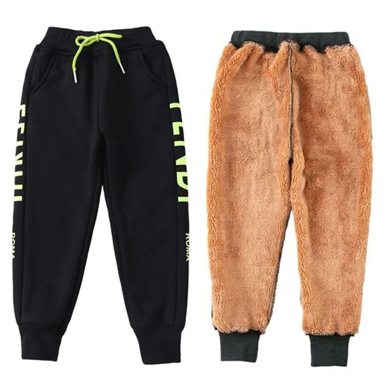 

Boys Pants Winter Thicken Pants with Velvet Lining Children's Clothing Warm Sweatpants for Girls Unisex Boy Pencil Trousers
