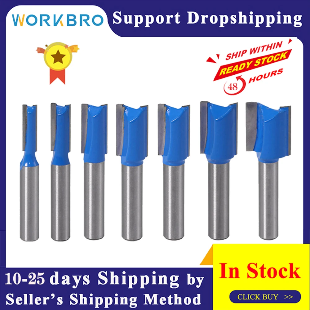 

WORKBRO Slotting Milling Cutter with 8mm Handle Woodworking Slotting Straight Knife and Double Edge Straight Knife