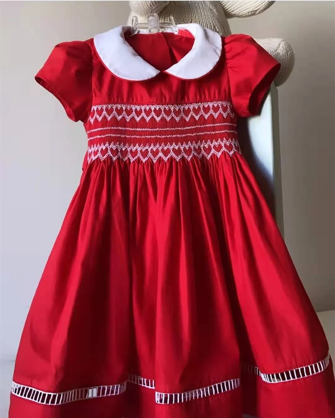 

1-12Y Baby Girl Handmade Boutique Red Smocked Dress for Birthday Christmas Eid