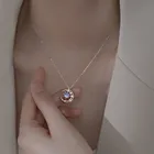 Не вызывающие аллергию в форме 925 стерлингового серебра с украшением в виде кристаллов с Луной и звездой из опала Круглый колье с подвеской для женщин колье Ожерелье Свадебная вечеринка ювелирные изделия