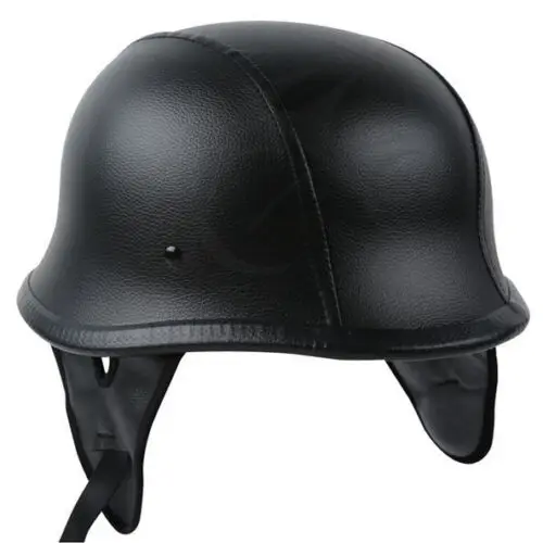 Мотоциклетный шлем в горошек немецкая черная кожаная наполовину закрывающая