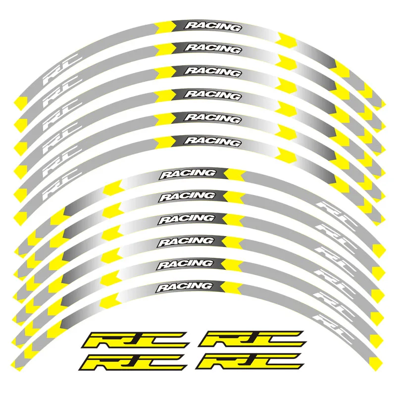 Новинка высокое качество 12 шт. подходит для колеса мотоцикла наклейка в полоску
